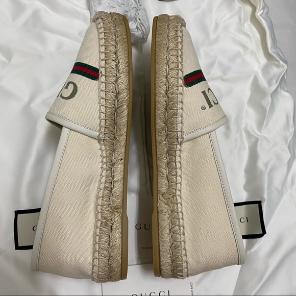 GUCCI Leather-trimmed logo canvas espadrilles - Picture 5 of 10